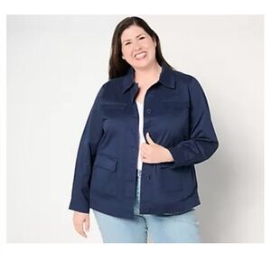 Denim&Co Women's Navy Button Down Shirt